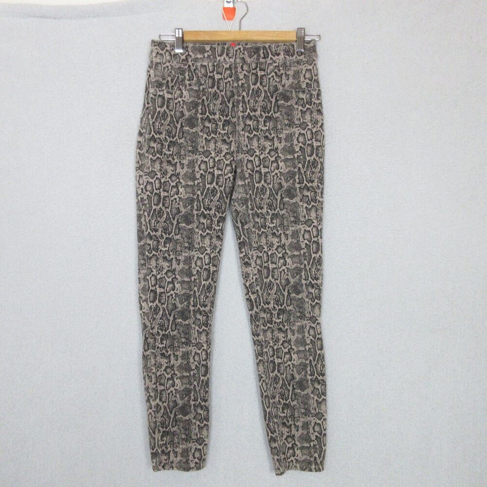 SPANX Jeggings Womens M Snake Print Beige Stretch Pull On Ankle Slim Ponte Fit